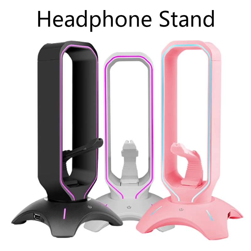 Headset Stand Rgb - RGBヘッドセットスタンド、マウスバンジーコードホルダー付き、ゲーミングヘッドホンスタンド、2つのUSBポート付き、オーバーイヤーヘッドセットホルダー、デスクディスプレイ用